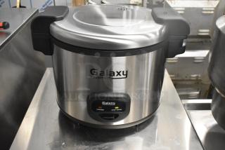 Brand new Galaxy 177GRCS60 60-cup electric rice cooker/warmer, 2022 model, minor scratches, 120V, 1 phase, stainless steel exterior.