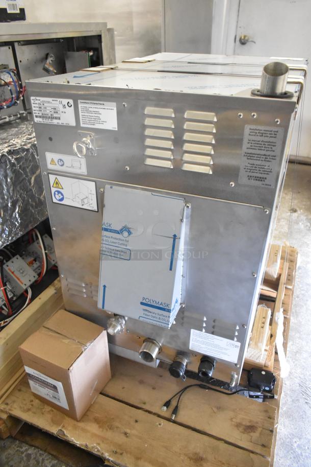 Brand new 2022 Alto Shaam CTX4-10E combi oven, stainless steel, boilerless, 380-415V, 3 phase, in box, with labels.