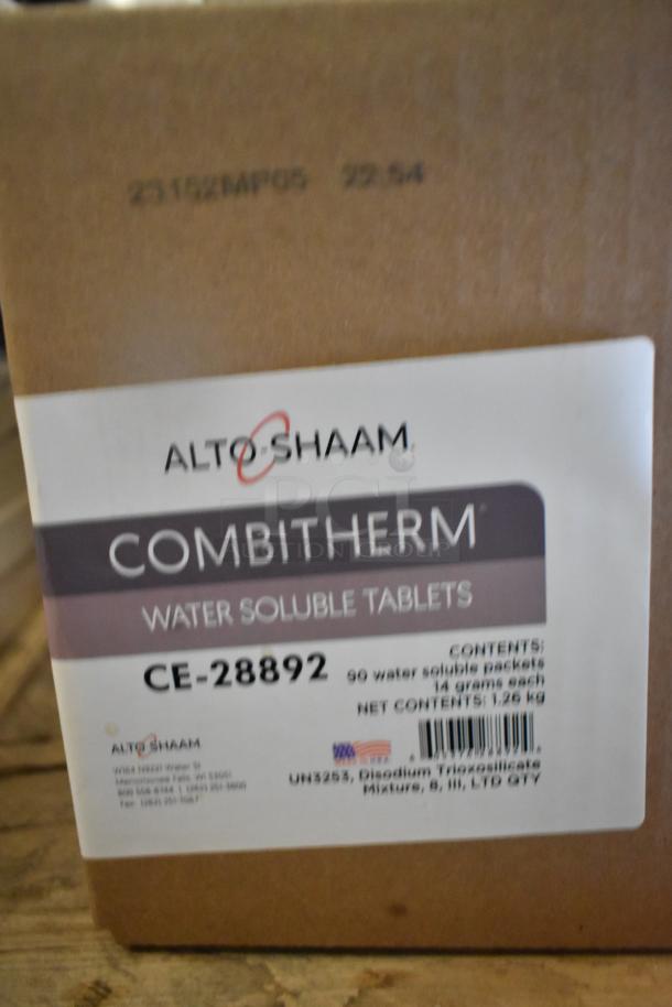 Box of Alto Shaam Combitherm water soluble tablets, CE-28892, containing 90 packets.