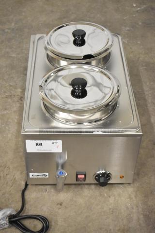 BRAND NEW SCRATCH AND DENT KoolMore CFW-4T Countertop Food Warmer, 110V, 1 Phase, with two compartments and control knob.