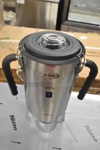 BRAND NEW AvaMix stainless steel blender pitcher, scratch and dent, with locking lid and NSF certification.