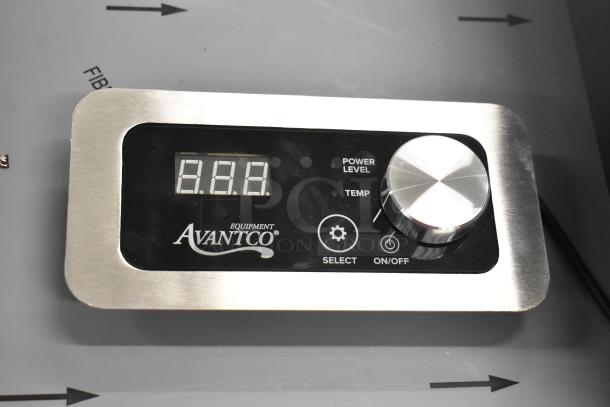 Brand new Avantco 177DC1800 induction range control panel, featuring LED display, power level and temperature settings.