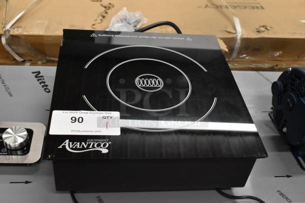 Brand new Avantco 177DC1800 induction range, 120V, 1 phase, countertop model with remote control, slight scratches.