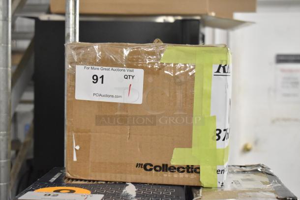Cardboard box containing BRAND NEW SCRATCH AND DENT C-Print MCP20 WT US Receipt Printer. Auction label with item number 91 visible.