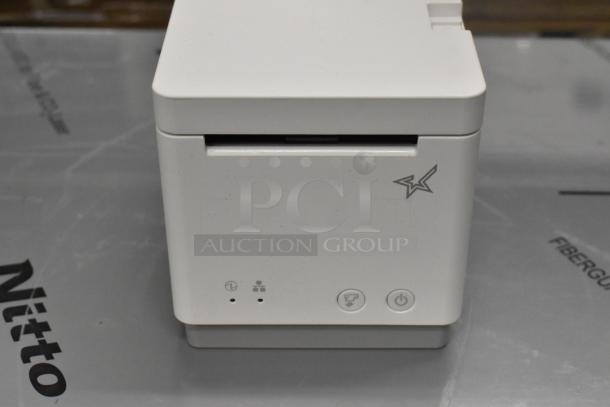 BRAND NEW scratch and dent C-Print MCP20 WT US Receipt Printer, white, compact design, power and function buttons visible.