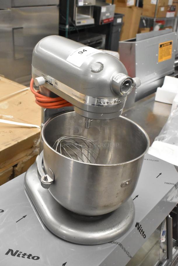 KitchenAid KSM8990CU 8 Quart Mixer with bowl, paddle, and whisk. Commercial model in good condition, 120V, 1 Phase.