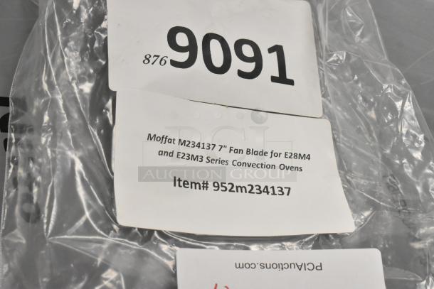 Moffat M234137 7" fan blade for E28M4/E23M3 convection ovens, new in packaging, Item# 952m234137 label shown.