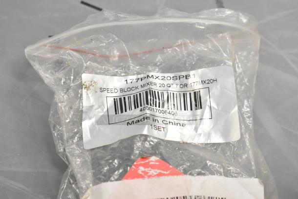 Clear plastic bag containing Avantco 177PMX20SPB1 20 Qt. Mixing Speed Handle, labeled for MX20H, with barcode and "Made in China."