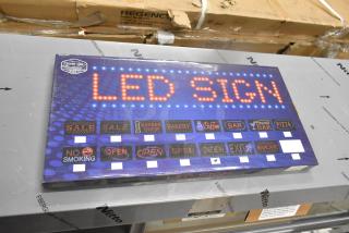 Box of three LED light-up signs including Open/Closed displays, new in original packaging, from Country Store Products.