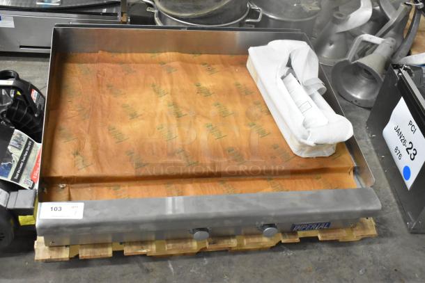Brand new Imperial Range ITG-36LP 36" LP gas griddle, 90,000 BTU, in packaging. Scratch and dent condition, thermostatically controlled.
