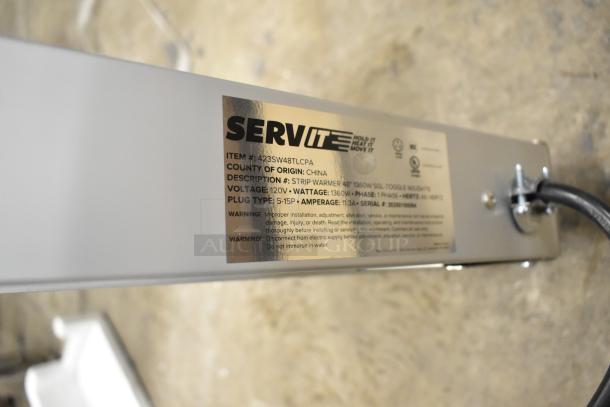 Brand new ServIt 423SW48TLCPA 48" lighted strip warmer, single toggle control, 120 volts, 1 phase, visible label.