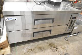 Brand new Avantco 178CBE52HC commercial 2-drawer chef base, 115V, 1 phase, stainless steel, slight scratches.