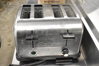 Brand new Galaxy MDT4 light-duty commercial toaster, 4-slice, 1 1/2" slots, 120V, scratch and dent condition.