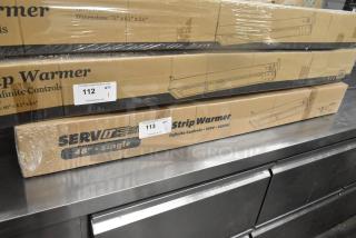 Brand new ServIt 423SWI48CP Stainless Steel 48" Strip Warmer in box, 120V, 1 phase, with infinite controls, 1200W.