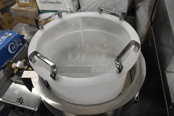 Brand new Insinkerator PRT-3 PowerRinse food waste collector, stainless steel, commercial floor style, 208/220-240V, 3 phase.
