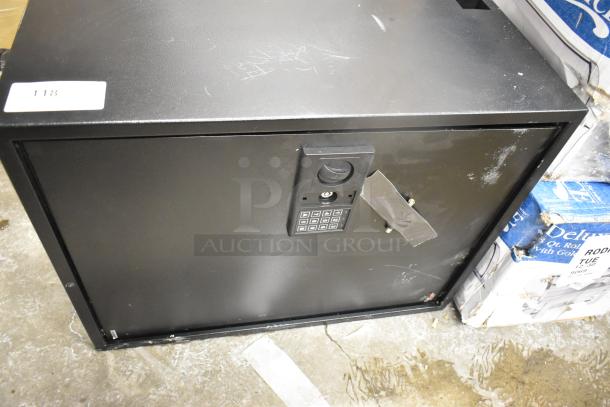 Brand new 360 Office 700 Key Cabinet Safe, 23"x13"x29.75", black steel, electronic keypad, minor scratches, wall mountable.