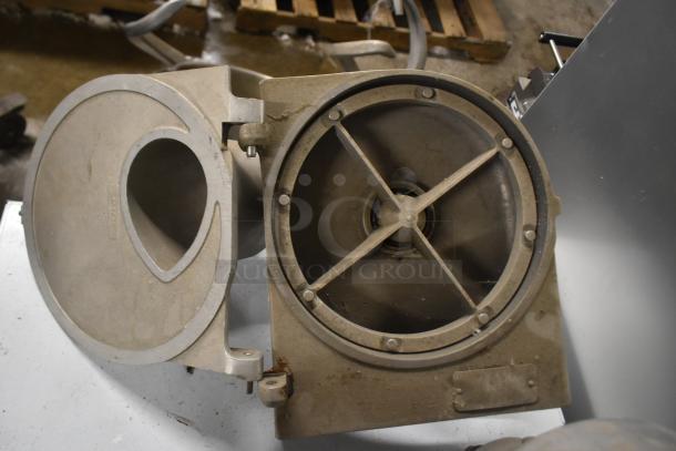 3 Pelican Head Slicers, industrial condition, one missing front, one missing blade; includes 3 units per bid.