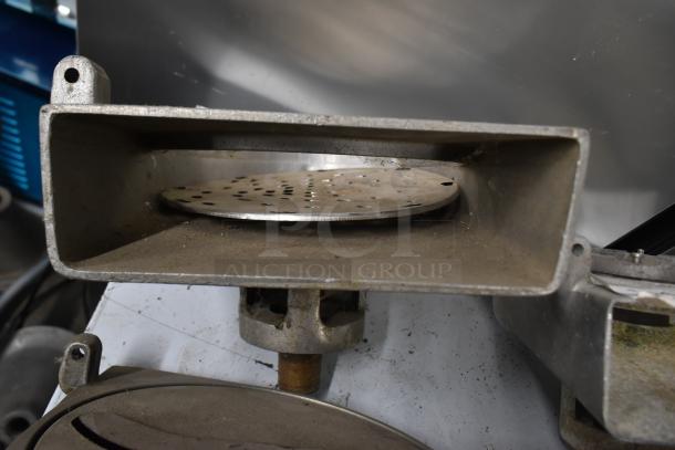 Industrial pelican head set with 2 blades for grating and slicing. No front pieces. Sold as four times your bid.