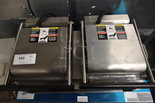 Brand new Star GX20IG commercial 20" double sandwich grill, grooved cast iron plates, dual 10"x10" surfaces, 208/240V.