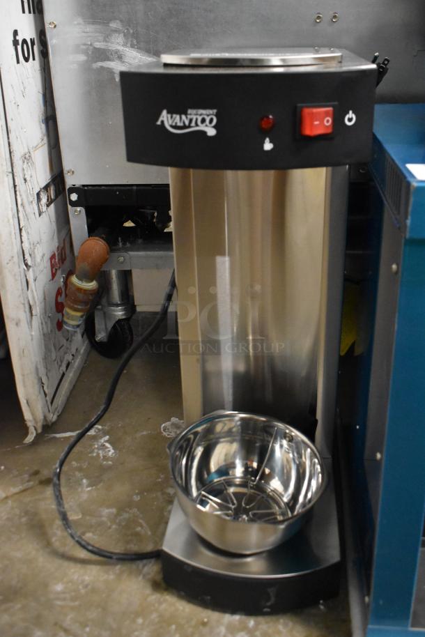 Brand new Avantco 177C15 Pourover Airpot Coffee Brewer, 120V, 1 phase, stainless steel, minor scratches and dents visible.