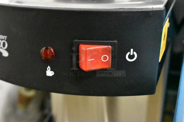 Brand new Avantco 177C15 Pourover Airpot Coffee Brewer, 120V, with power switch, coffee symbol, and minor surface imperfections.