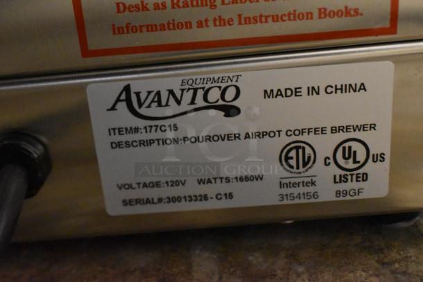 Avantco 177C15 Pourover Airpot Coffee Brewer, brand new, scratched. 120V, 1650W. ETL listed. Made in China.