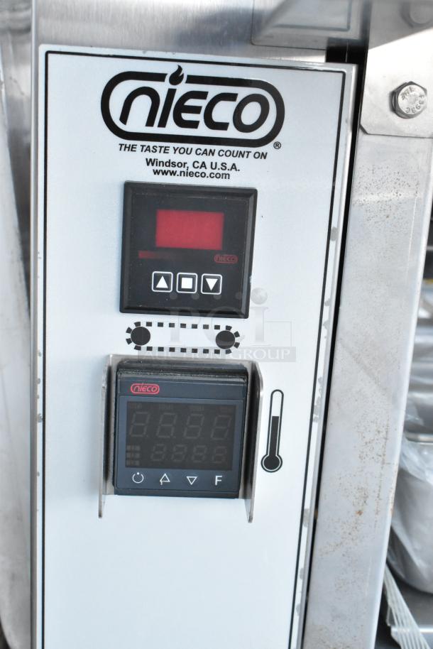 BRAND NEW 2021 Nieco JF93E electric conveyor burger grill, 208V, 3 phase, control panel with display, pristine condition.