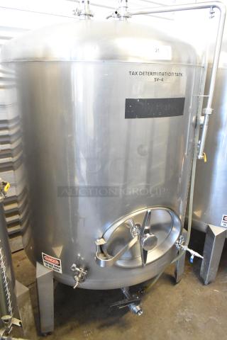Stainless steel 8.75 BBL beer tax determination tank, features include clear beer functionality and SV-4 marking.