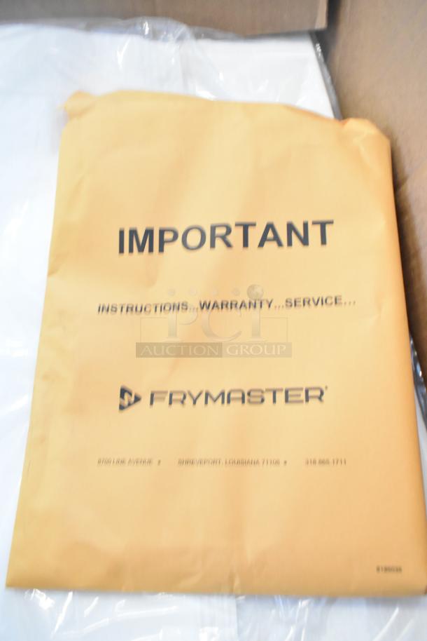 Yellow envelope labeled "IMPORTANT" with Frymaster instructions, warranty, and service details.