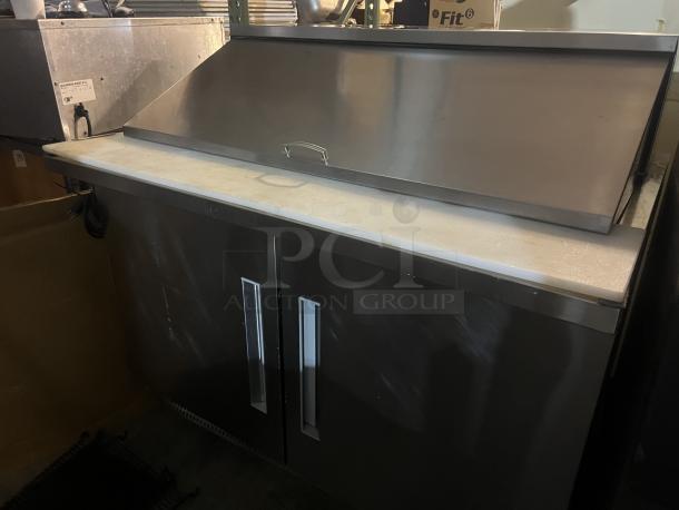 Berg stainless steel prep table, model EDMT-48 18, 48"x34.5"x47", 120v, dual door, MSRP $1,699.