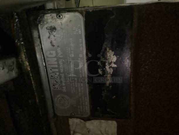 Keating Instant Recovery Double Fryer, Model TSFM14A, single phase, 115v, size 40x36x47. Visible condition shows wear.