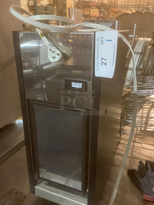 Vitrifrigo Milk Chiller FG 12 F 7, dimensions 10x16x24.5 inches, stainless steel finish, with visible power cable and auction tag.
