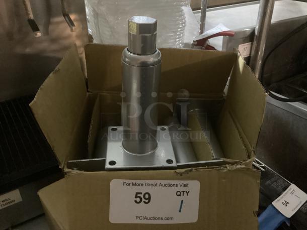 Set of four 6-inch plate mount replacement legs with a 4-hole design, in a box, new condition.