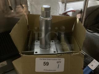 Set of four 6-inch plate mount replacement legs with a 4-hole design, in a box, new condition.