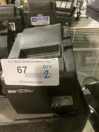 Star TSP100 futurePRNT POS printer, model #TSP 100, includes two units. Features DCRS Solutions label.