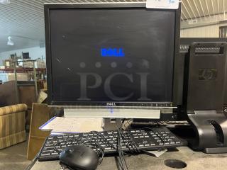 Dell 17.5" monitor model #2007FPB with keyboard and mouse. Good condition, visible Dell logo on monitor and mouse.