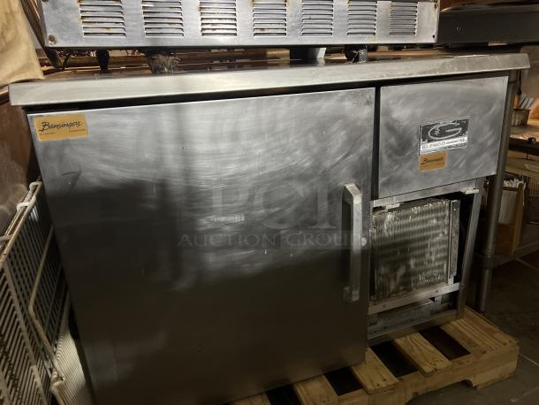 Glenco Burrdian XL Worktop Table, Model SA-10-ST, 41"x33.5"x30". Stainless steel, used condition, features side handle, labels intact.