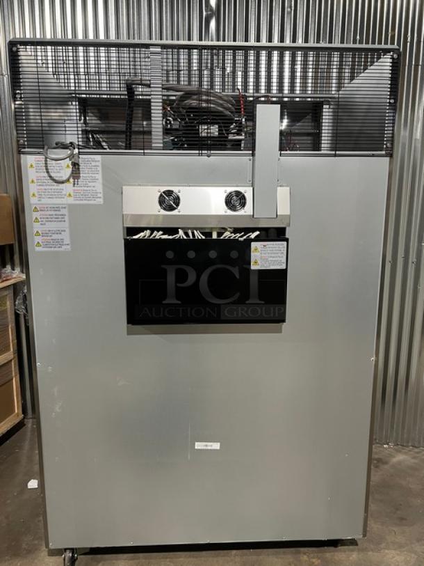 Brand new Blue Air 2019 stainless steel 2-door reach-in refrigerator, model BSR49T-HC, on casters, poly coated rack, 115V.