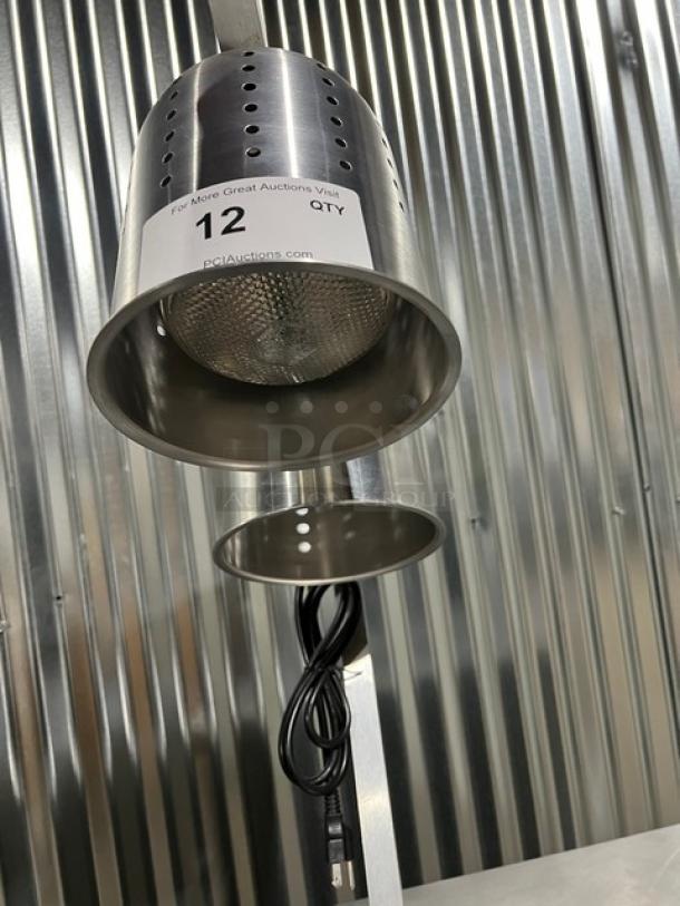 Blue Air BWL500 stainless steel heat lamp, dual infrared shatter-proof bulbs, high polish finish, 120V, new condition.