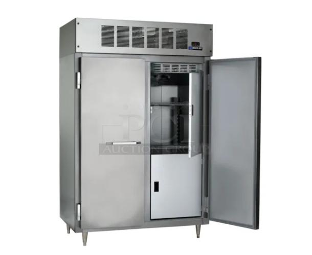 Master-Bilt IHC48 stainless steel 2-door ice cream cabinet, scratch-n-dent, commercial use, 115/208-230V 1 Phase.