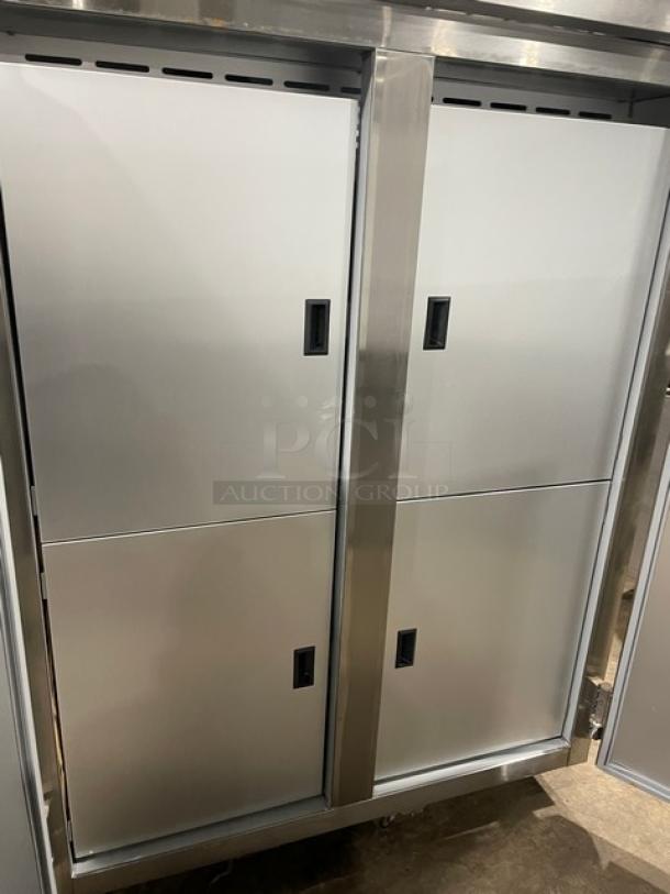 Master-Bilt IHC48 stainless steel 2-door ice cream cabinet, scratch-n-dent condition, Model: IHC-48, SN: 272631, 115/208-230V.