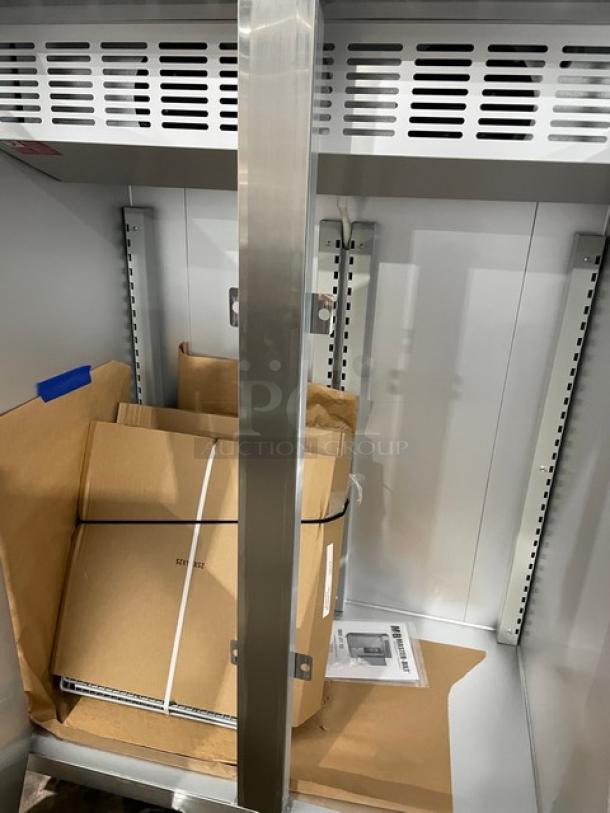 Master-Bilt IHC48 stainless steel 2-door ice cream hardening cabinet with interior cardboard packaging, model IHC-48, SN: 272631.