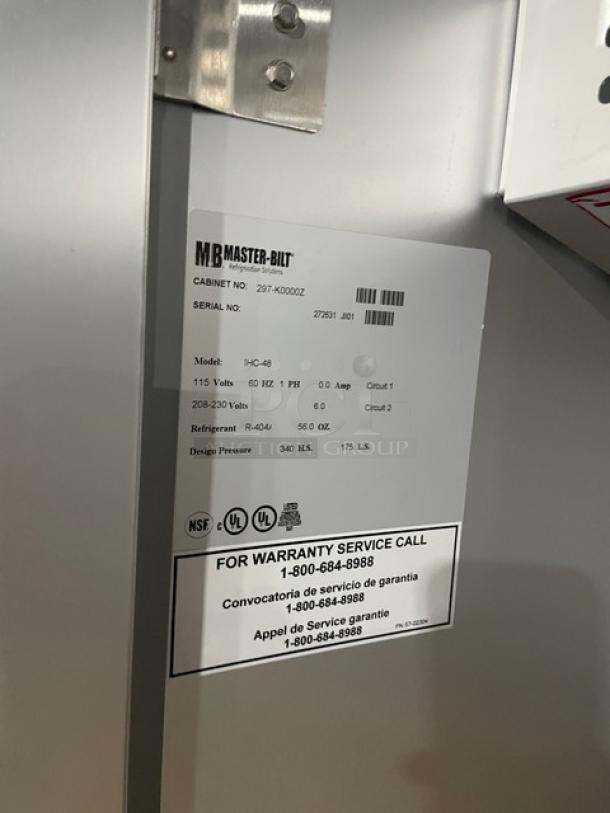 Master-Bilt IHC48 ice cream cabinet, scratch-n-dent, stainless steel, 2 doors, serial 272631, 115/208-230V, 1 Phase.