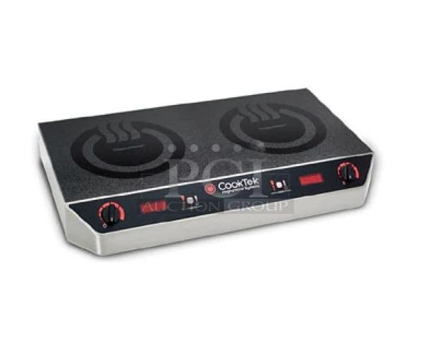 CookTek Heritage Series dual induction range, model 604601, brand new with glass-ceramic top and individual controls.