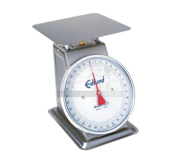 Brand new Edlund HD Series 32 oz. stainless steel countertop scale, Model HD2. Features heavy-duty dial for portion control.