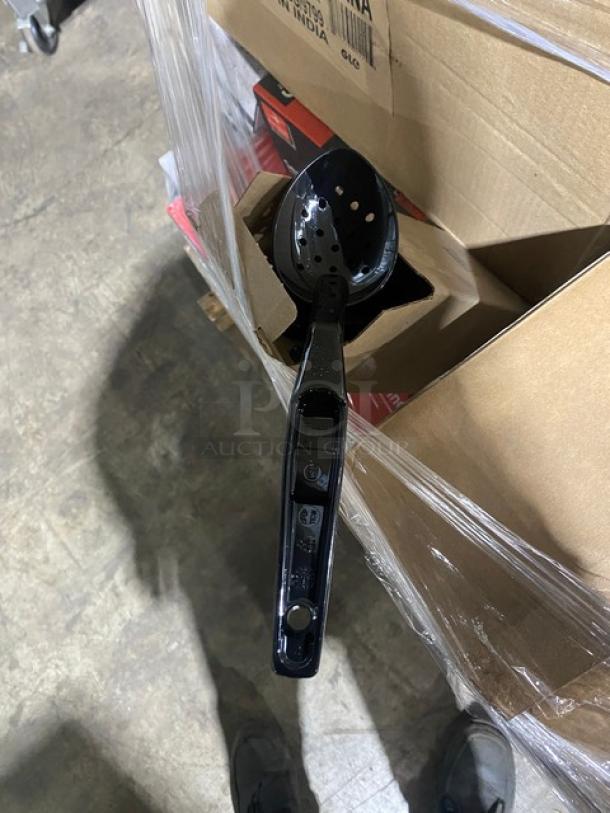 Mixed pallet featuring World Centric compostable cups, RCR Cristalleria glassware, Steelite coupe plates, Sabert containers, and more.