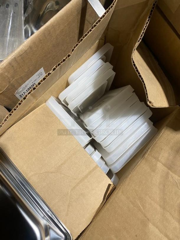 Mixed pallet with G.E.T. Evolution Series clear plate covers, 2 dozen per case. Brand new condition in an open box.