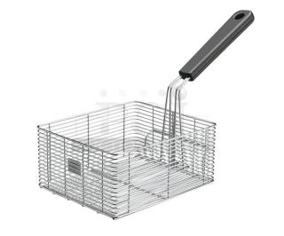 Brand new Waring LFB10 stainless steel fry basket, 9.5"x8"x4.5", with black grip handle. Commercial quality, full-size.