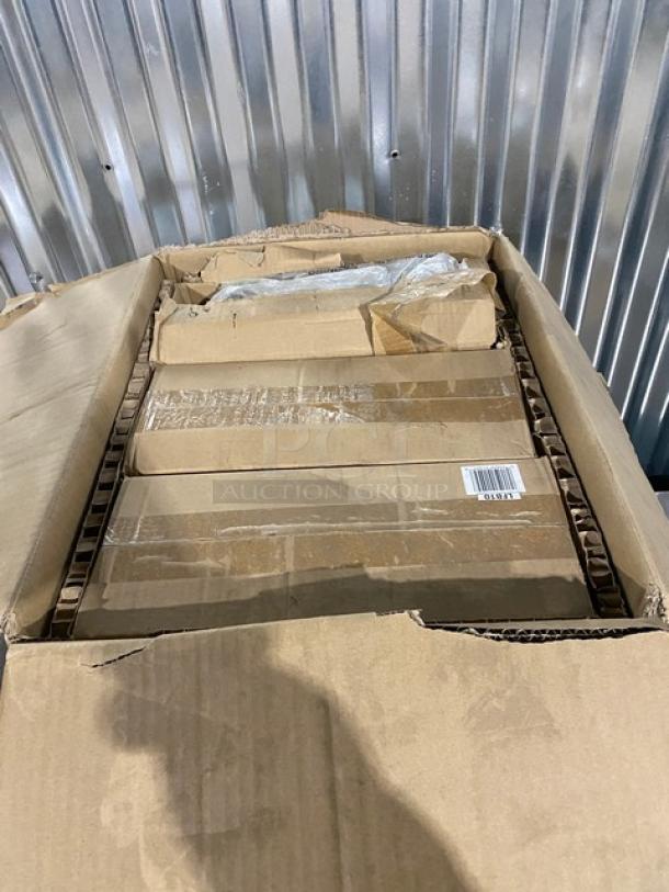 Brand new Waring LFB10 stainless steel fry basket, 9.5"x8"x4.5", with black grip handle, in unopened packaging.