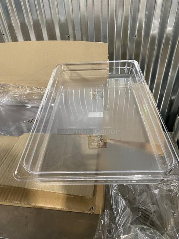 Winco commercial clear polycarbonate food pan, model SP7102, full-size, 2.5" deep, brand new.